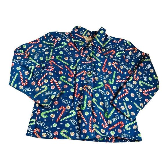 2170 Life Style 100% Cotton Ugly Christmas Blazer Jacket Petite Med Candy Cane - Picture 1 of 7